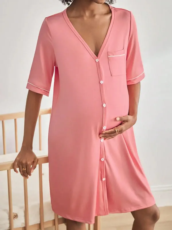 Midnight Comfort Maternity Nursing Nightgown