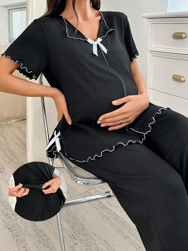 Midnight Glow Maternity Nursing Pajama Set