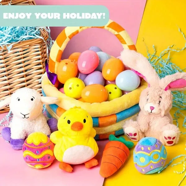 JOYFY 7-Piece Basket Plush Playset