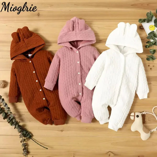 Cozy Cub Cute Ears Hooded Romper